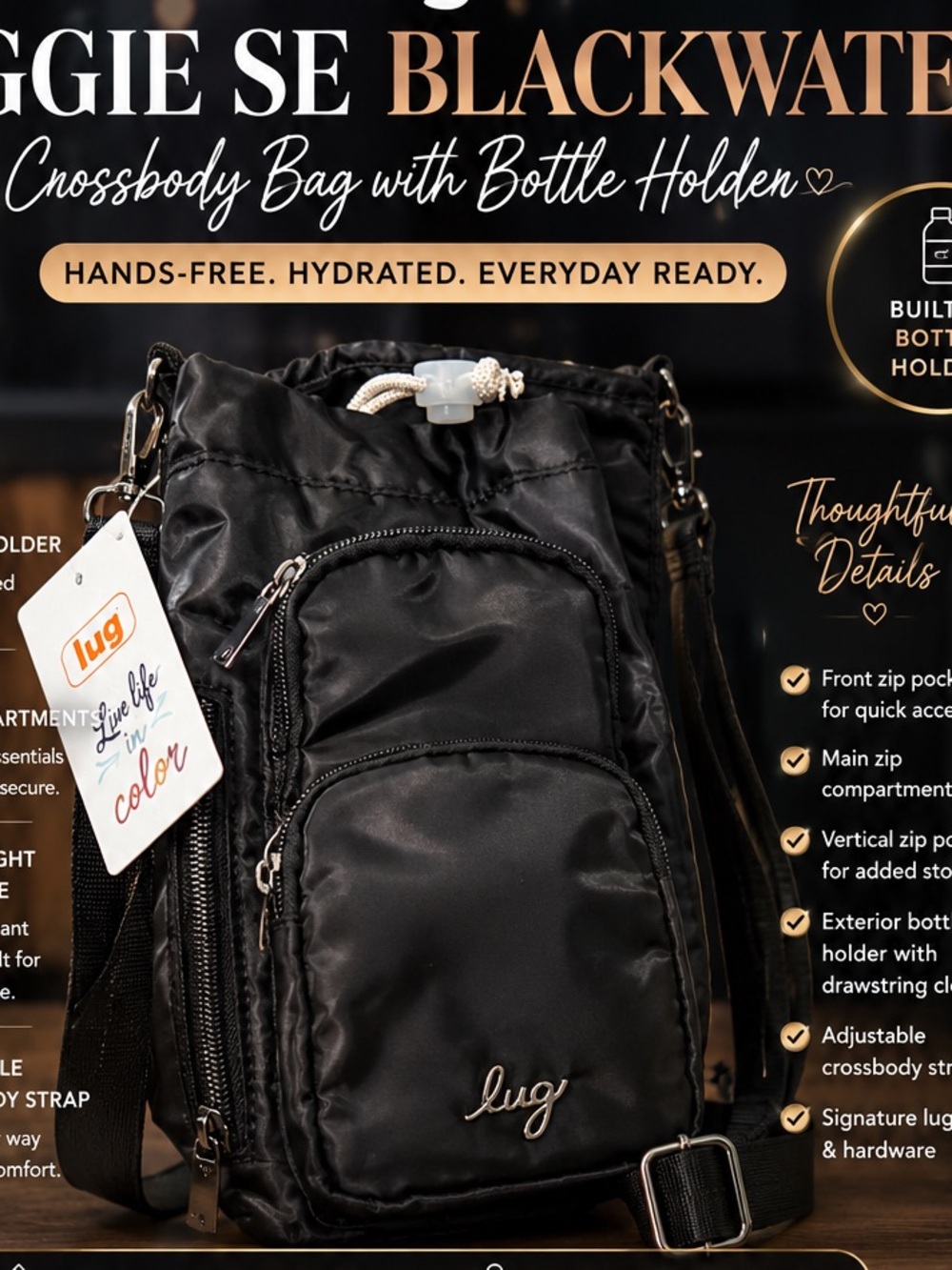 LUG 
Huggie SE 🔥Blackwater bottle holder Crossbody Bag